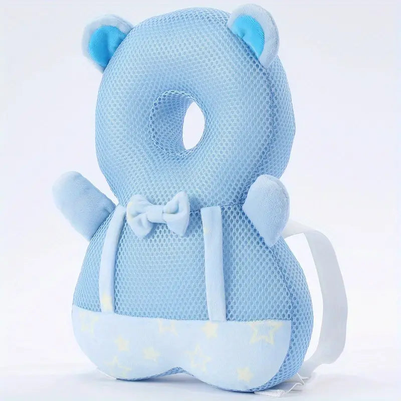 Blue & White Anti-Fall Baby Pillow – Bear Design