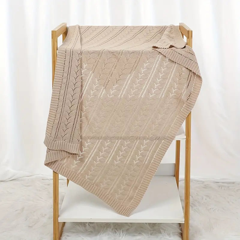 Pure Knitted Baby Blanket – Water Blue & Pink